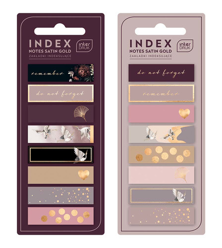 Index Notes 15x45/25 Sheets 8 Colours Satin Gold, 1 set, assorted patterns