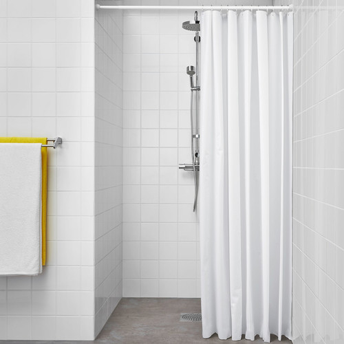 BJÄRSEN Shower curtain, white, 180x200 cm