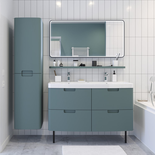 GoodHome Wall-mounted Bathroom High Cabinet Himalia 160 cm, green