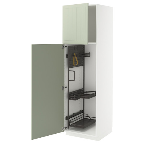 METOD High cabinet with cleaning interior, white/Stensund light green, 60x60x200 cm