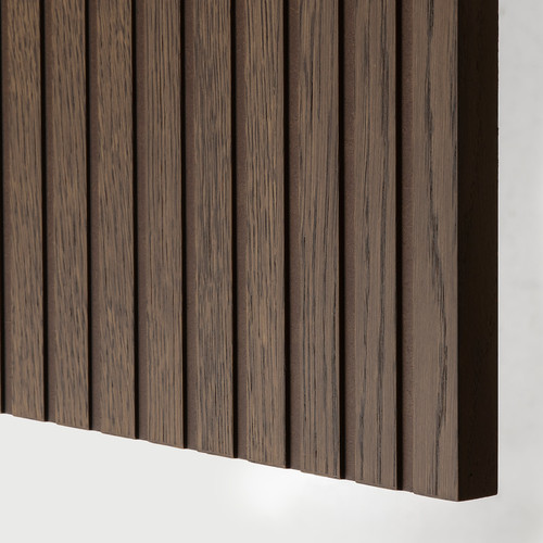 BESTÅ Storage combination with doors, black-brown Björköviken/Mejarp/brown stained oak veneer, 120x42x74 cm