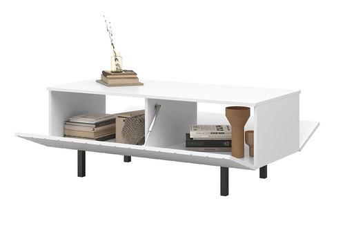 Coffee Table with Storage Scalia II 120, matt white, black legs