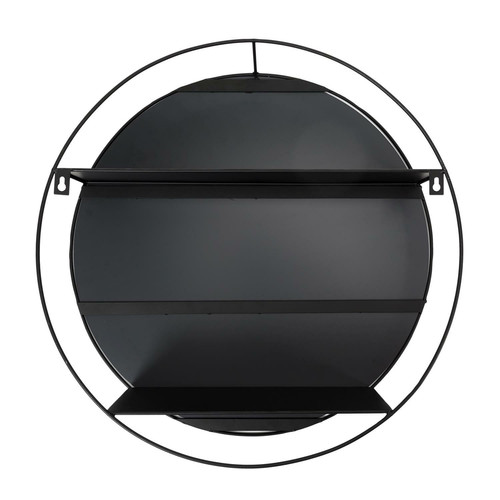 Round Mirror with Shelves Cirko 45cm, black
