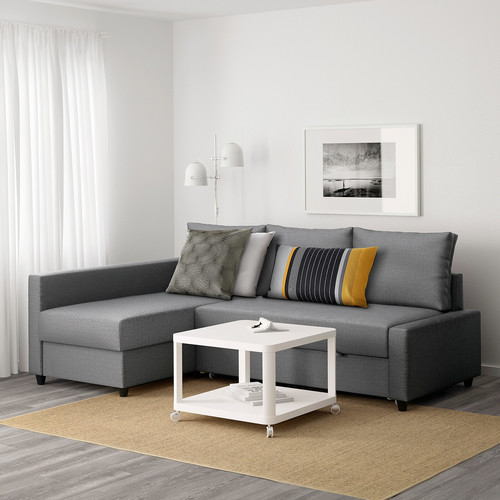 FRIHETEN Corner sofa-bed with storage, Skiftebo dark grey