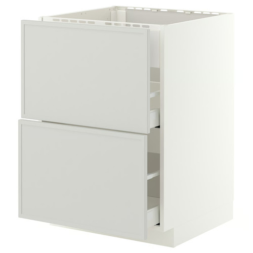 METOD/MAXIMERA Base cab f hob/int extractor w drw, white/Aspudden light grey, 60x60 cm