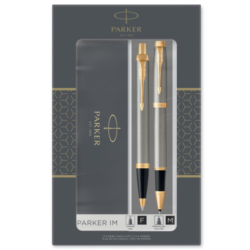 Parker Gift Set Rollerball Pen & Ballpoint Pen IM Steel GT
