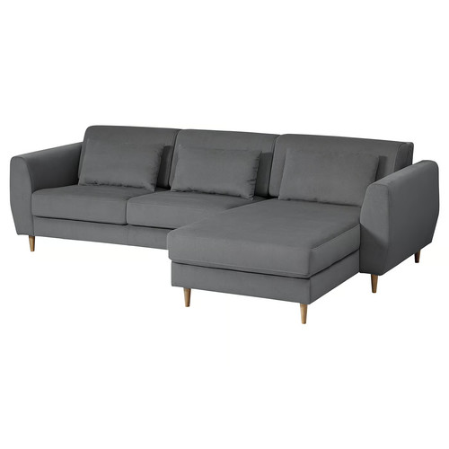 SLATORP 3-seat sofa with chaise longue, Hakebo dark grey