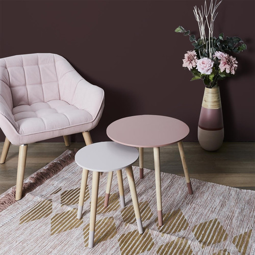 Set of 2 Side Tables Trundle, natual