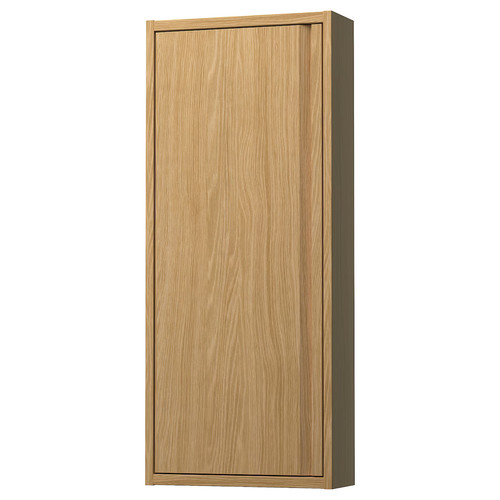 ÄNGSJÖN Wall cabinet with door, oak effect, 40x15x95 cm