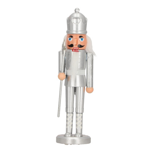 Nutcracker Christmas Decoration 28cm, silver, crown