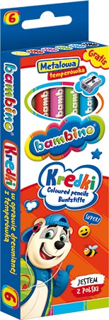 Bambino Coloured Pencils 6 Colours + Sharpener