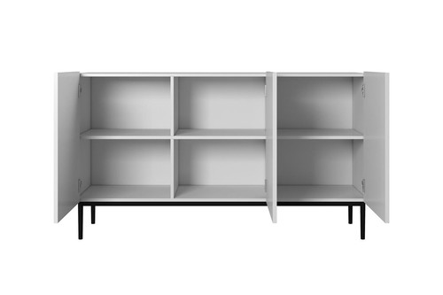 Three-Door Cabinet Nicole 150cm, matt white/black legs