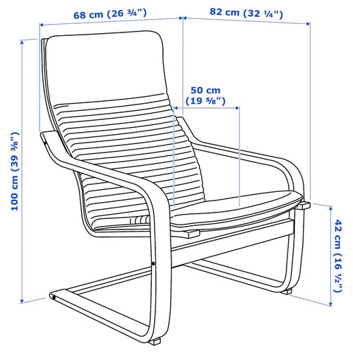 POÄNG Armchair and footstool, birch veneer/Knisa black