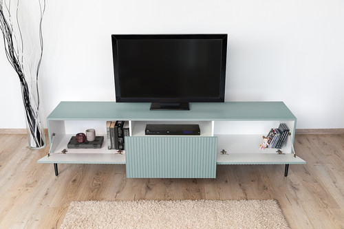 TV Cabinet Nicole 200 cm, sage/black legs