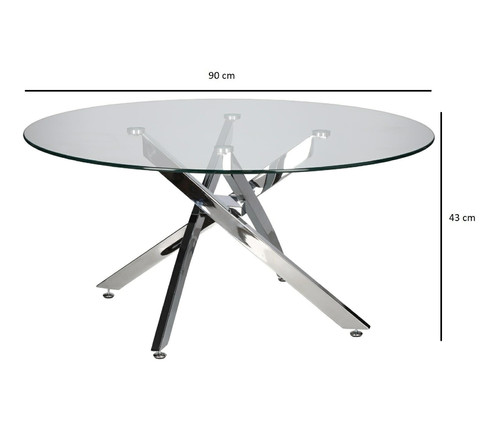 Coffee Table Amber 90cm, transparent/chrome