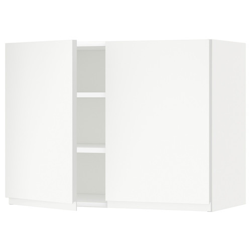 METOD Wall cabinet with shelves/2 doors, white/Voxtorp matt white, 80x60 cm