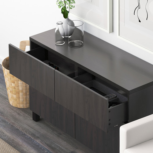 BESTÅ Storage combination w doors/drawers, Lappviken black-brown, 120x40x74 cm