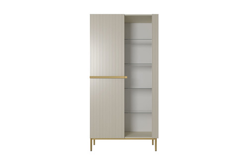 High Cabinet Display Cabinet Nicole, cashmere, gold legs