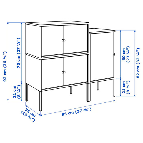 LIXHULT Cabinet combination, grey, anthracite, 95x35x92 cm