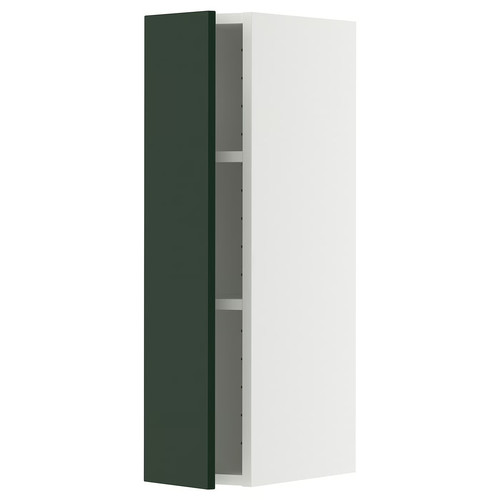 METOD Wall cabinet with shelves, white/Havstorp deep green, 20x80 cm