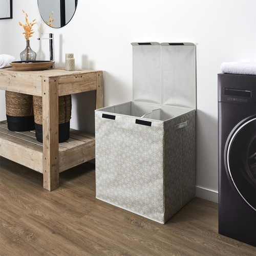 Dual-Compartment Laundry Basket 50x41x57, grey