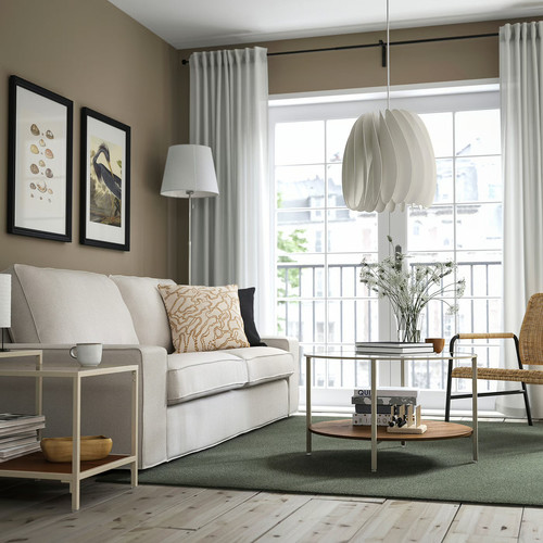 VITTSJÖ Coffee table, light beige/glass, 75 cm
