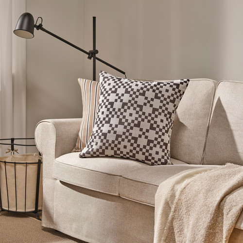 GINSTSÄCKMAL Cushion cover, black/white, 50x50 cm