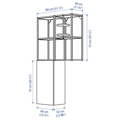 ENHET Wall storage combination, anthracite/white, 80x32x150 cm