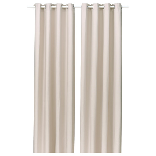 GINSTMOTT Curtains, 1 pair, beige/with eyelets, 145x300 cm