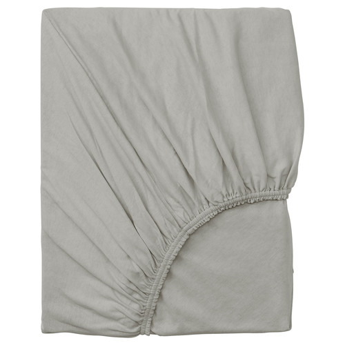 VÅRVIAL Fitted sheet, light grey, 120x200 cm