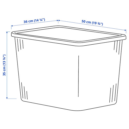 RYKTA Storage box with lid, transparent, 36x50x35 cm/44.5 l