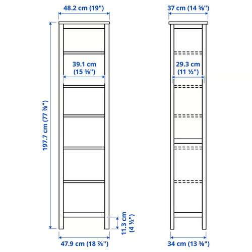 HEMNES Bookcase, white stain, 49x197 cm
