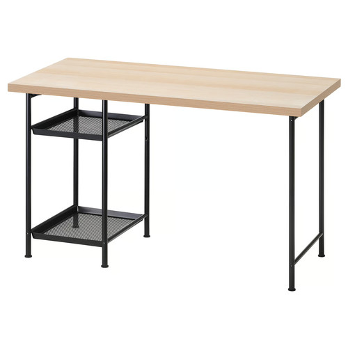LAGKAPTEN/SPÄND Desk, white stained oak effect/black, 120x60 cm