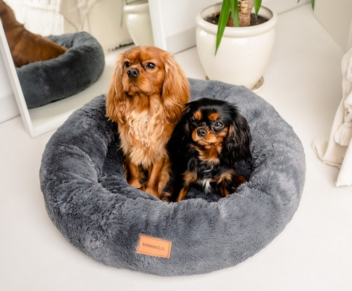 MIMIKO Pets Dog Bed Lair Shaggy Round XL 75cm, graphite