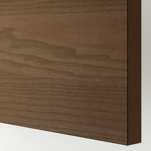 METOD/MAXIMERA Base cab f sink+2 fronts/2 drawers, white/Stensta dark brown ash veneer, 60x60 cm