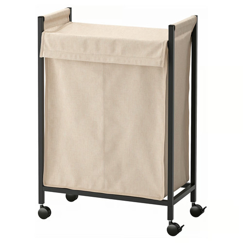 ENHET Laundry bag with castors, anthracite, 80 l