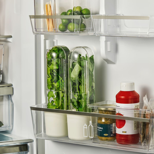 KLIPPKAKTUS Herb storage for fridge, transparent, 10x9x28 cm