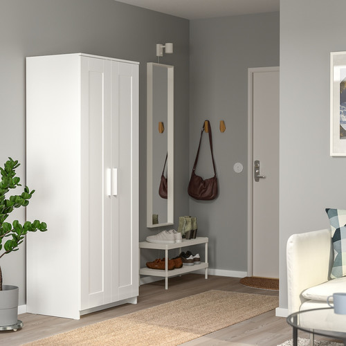 BRIMNES Wardrobe with 2 doors, white, 78x190 cm