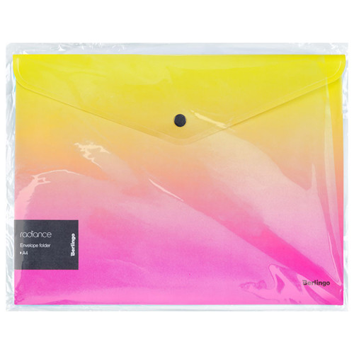 Document Envelope Pocket Wallet File with Button PP A4 Radiance, yellow/pink