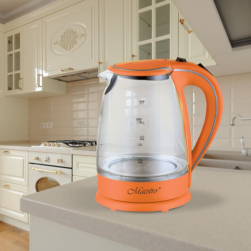 Feel Maestro 1.7L Glass Electric Kettle 2000W MR-064-ORANGE