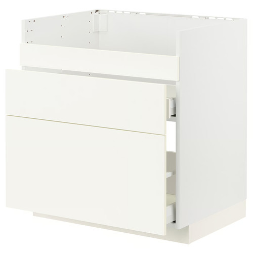 METOD / MAXIMERA Base cb f HAVSEN snk/3 frnts/2 drws, white/Vallstena white, 80x60 cm