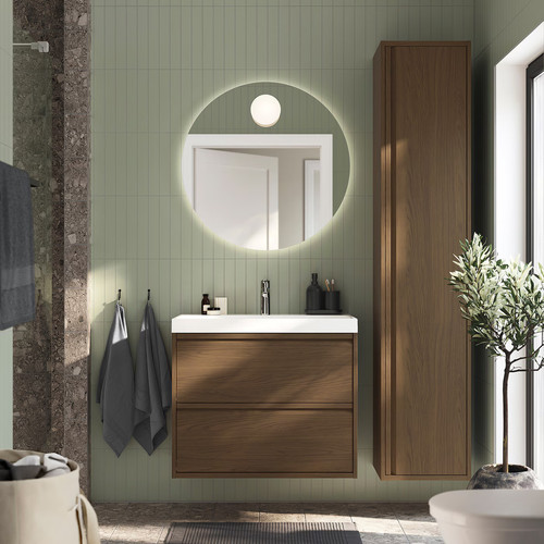 ÄNGSJÖN High cabinet with door, brown oak effect, 40x35x195 cm