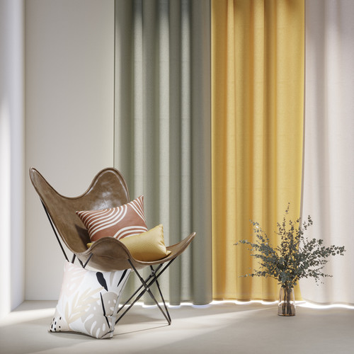 GoodHome Curtain Linen 140 x 260 cm, light gold