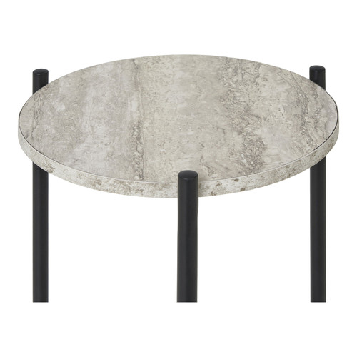 Side Table Leuven, travertine, black