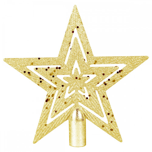 Glitter Star Christmas Tree Topper Spire, Gold