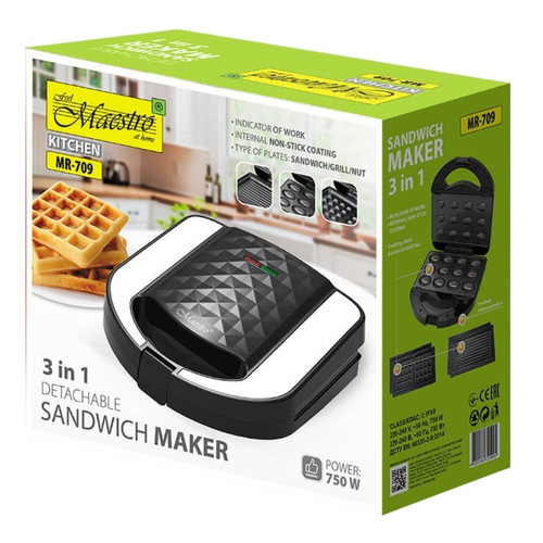 Feel Maestro 3-in-1 Sandwich Maker, Waffle Iron & Grill MR-709