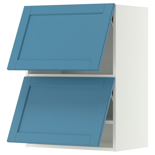METOD Wall cabinet horizontal w 2 doors, white/Lerhyttan blue, 60x80 cm