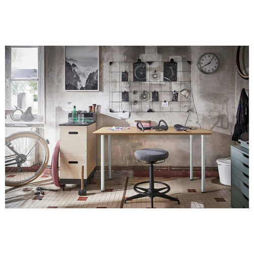 ANFALLARE / ADILS Desk, bamboo/white, 140x65 cm
