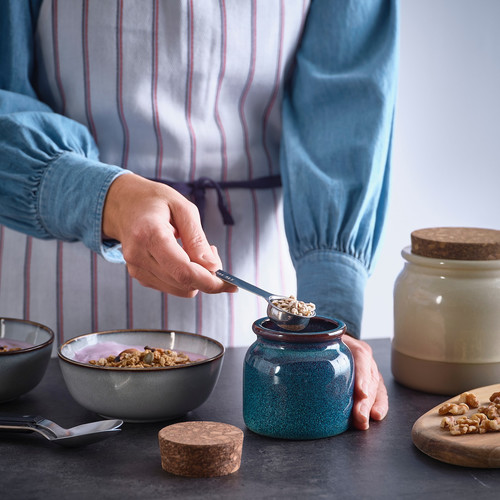 BRUGDHAJ Jar with lid, blue, 0.3 l