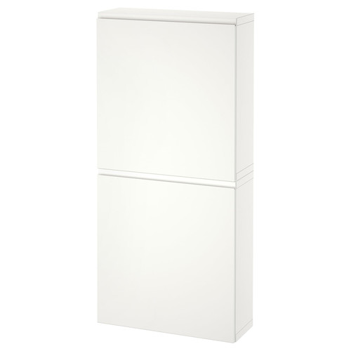 BESTÅ Wall cabinet with 2 doors, white/Västerviken white, 60x22x128 cm